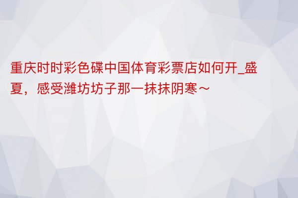 重庆时时彩色碟中国体育彩票店如何开_盛夏，感受潍坊坊子那一抹抹阴寒～