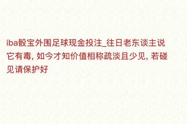 iba骰宝外围足球现金投注_往日老东谈主说它有毒, 如今才知价值相称疏淡且少见, 若碰见请保护好