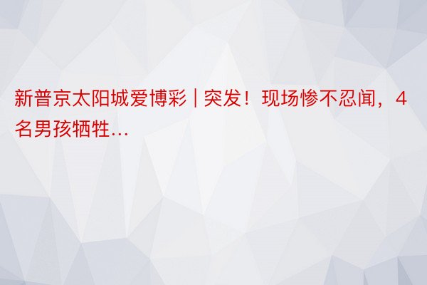 新普京太阳城爱博彩 | 突发！现场惨不忍闻，4名男孩牺牲…